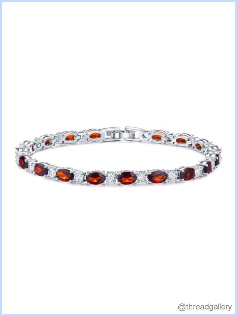 Garnet Birthstone Tennis Bracelet 14K White Gold Plated CZ 7in Women Gift